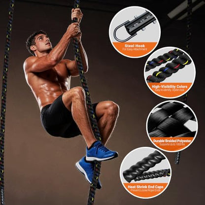 Climbing Rope Gym Workout - 1.5inch Diameter with 10FT 15FT 20FT 30FT 40FT Gym Climb Rope Heavy Duty Workout Exercise Ropes for Adults Indoor Outdoor Strength Training - style: 1.5inch-40ft