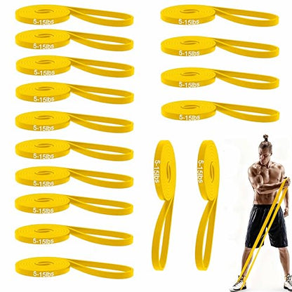 16-Pcs Resistance Bands Set - Premium Elastic Workout Bands for Home Gym, Strength Training, Yoga & Physical Therapy - color: Yellow(5-15 lbs)
