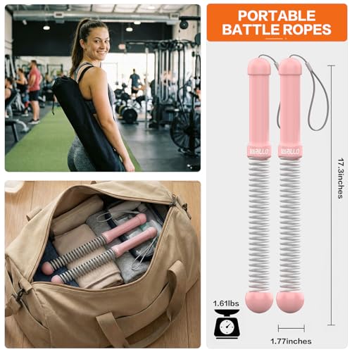 Ropeless Battle Ropes for Home Gym, Portable Cordless Weighted Battle Rope - size: Standard Pink