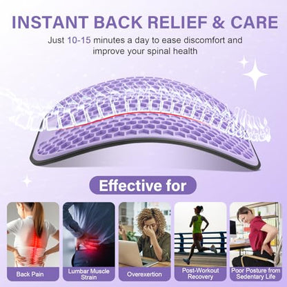Back Stretcher for Lower Back Pain Relief | Wide Adjustable Honeycomb Lumbar Support Board | Soft Back Cracker Sciatica Pain Relief & Spinal Decompression | Portable Home Office Travel