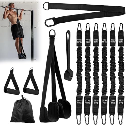 Pull-Up Assistance Bands Kit, 400lbs Heavy Pull-Up Bands Resistance Bands with Feet/Knee Rest, Adjustable Weight Bands for Body Exercise Strength Training