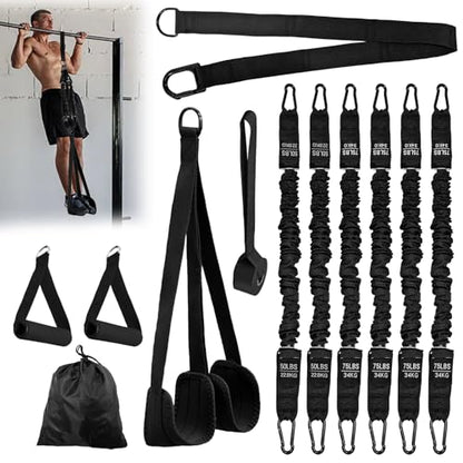 Pull-Up Assistance Bands Kit, 400lbs Heavy Pull-Up Bands Resistance Bands with Feet/Knee Rest, Adjustable Weight Bands for Body Exercise Strength Training