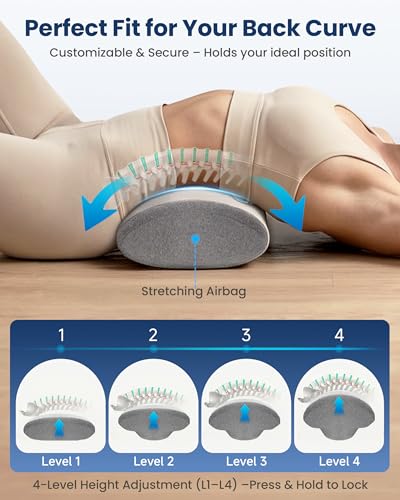 COMFIER 3-in-1 Cordless Lumbar Support Pillow with Remote Control, Smooth Spine Triple Fusion Back Massager with Graphene Heat, Vibration & Stretching, Ergonomic Lower Back Massager