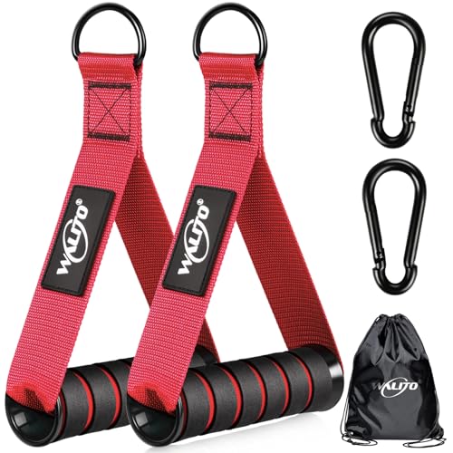 WALITO Exercise Handles, Replacement Cable Machine Attachments for Home Gym Equipment, Pulley System, Pilates, Resistance Bands, Strength Trainer, Heavy Duty Working Out Handles - color: Red