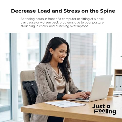 Just A Feeling Back Stretcher Lower - Lumbar Support & Back Cracker w/Silicone & Foam Pads - Spinal Decompression Device for Sciatica, Herniated Disc, Back Popper for Back Pain w/Chair Strap - color: Classic Blue Edition