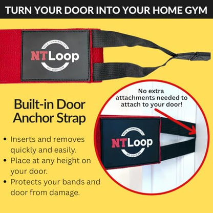 Long Fabric Resistance Band with Door Anchor - Full Body Resistance Band for Working Out and Physical Therapy - Medium Strength Exercise Band