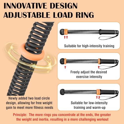 2PCS Ropeless Battle Ropes with Adjustable Weighted Ring-Battle, Cordless Battle Rope for Home Gym, HIIT Workout, Low-Impact Cardio, Strength Training, Portable Fitness Equipment for Women & Men