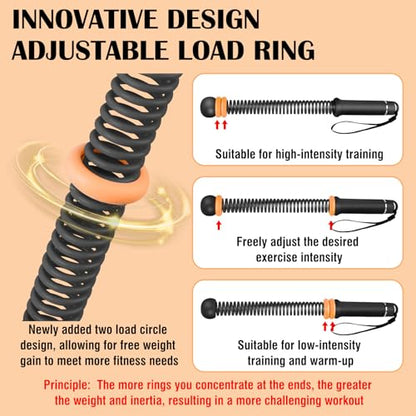 2PCS Ropeless Battle Ropes with Adjustable Weighted Ring-Battle, Cordless Battle Rope for Home Gym, HIIT Workout, Low-Impact Cardio, Strength Training, Portable Fitness Equipment for Women & Men