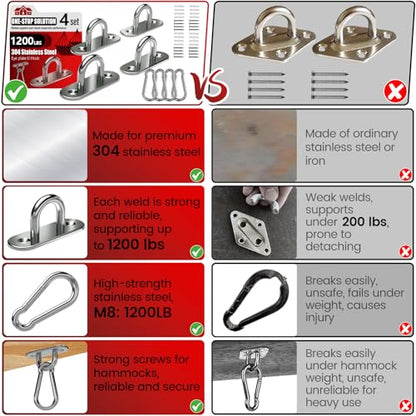 sprookber 304 Stainless Steel Pad Eye Snap Hook,M8 Ceiling Hook 1200Lb,8Pcs - size: 3.15 inch, style: Oval