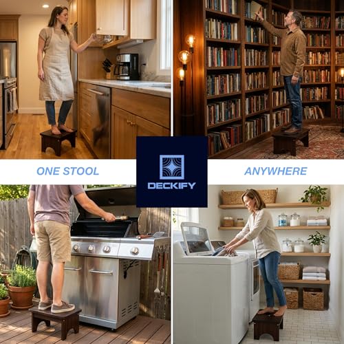 Premium Wooden Step Stool for Adults, Small Acacia Wood Stepping Stool, Non-Slip 1-Step Bedside Stool for Bed & Bathroom, 600 lbs, Portable - 9 Inch - size: 9.0 Inch