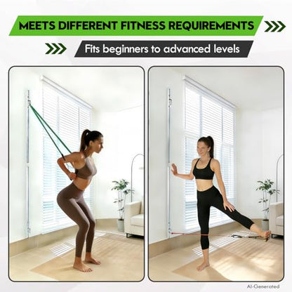 Aluminum Anchor Fitness System for Wall-Mounted - Adjustable with Five Resistance Bands, Resistance Bands Wall Mount for Strength Training, Workout Wall Anchor System
