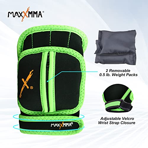 Adjustable Weighted Gloves, 2 lb. Set - Removable Weight (2 x 0.5 lb. Each Glove) for Sculpting MMA Kickboxing Cardio Aerobics Hand Speed Coordination Shoulder Strength