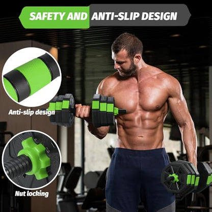 Garvee Adjustable Dumbbell Set, 44/66/88Lbs Free Weight Set with Connector, 4 in 1 Gym Set Used as Kettlebell, Dumbbell, Push up Stand, Weight Plate, Home Gym Weight Dumbbells Set, Fitness Exercises