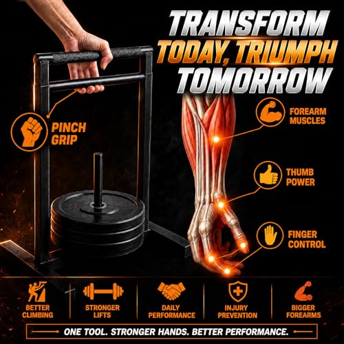 Pinch Trainer Machine for Forearm and Grip Strength Training, Plate-loaded Hand Strengthener, Wrist Strength Training for Home and Gym Workouts and Rehabilitation, Not Included Plate