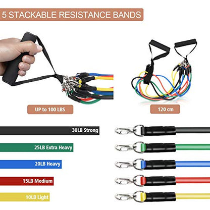 BFR Bands Resistance Band Set for Men and Women - Portable Strength Training Equipment for Arms and Legs w/Door Anchor & Carry Bag