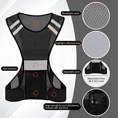 TCCFCCT Reflective Running Vest, High Visibility Running Gear with Large Pocket - color: 2 Pack Mesh Black