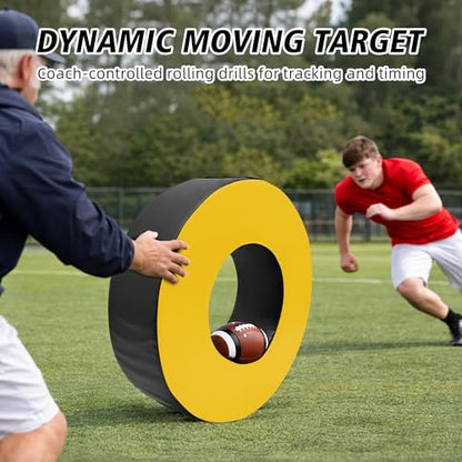 Football Tackle Wheel – High-Density 3080 Foam Tackling Dummy with Strap – Waterproof PU Leather Agility Ring for Youth Football Practice & High School Training