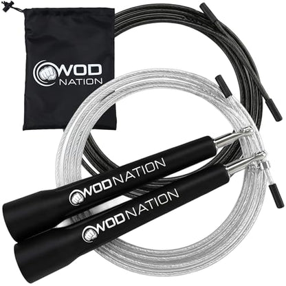 Speed Jump Rope for Men & Women with Adjustable Alloy Steel Cable, Lightweight Handles, and Smooth Rotation—Perfect for Boxing, Cross Training, Double Unders, and High-Intensity Workouts - Black & Red