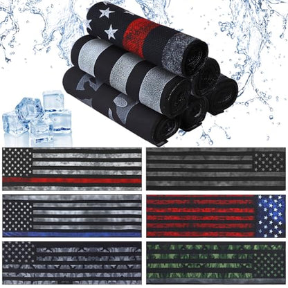 12 Pcs Flag Baseball Cooling Towels Bulk for Neck and Face 40" x 12" Sweat Towels for Hot Weather 4th of July 250th Anniversary Cooling Towel Microfiber Workout Rags for Gym Yoga Sport Running