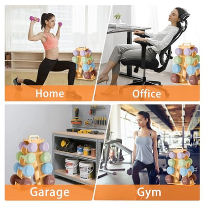 Wooden Dumbbell Rack Stand Gift for Fitness Lovers, Compact A-Frame Weight Holder for 8-15lb Dumbbells, Stylish Space-Saving Organizer for Home Gym (Dumbbell Rack Stand Only)