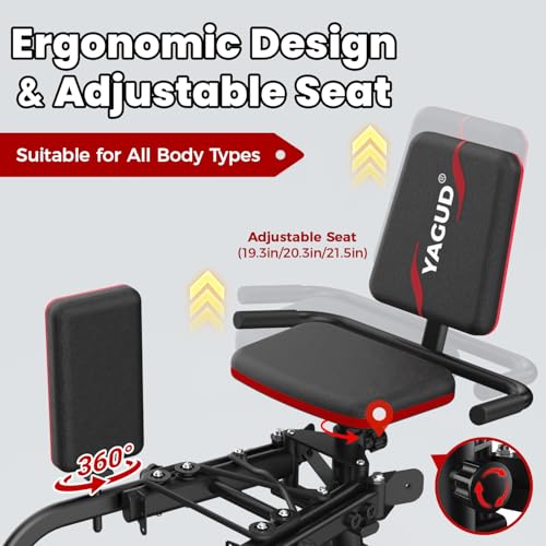 Hip Abductor Machine for Home Gym, 9 Levels Glute Workout Equipment, Booty Builder with 2 Resistance Bands, 2 in 1 Glute & Thigh Abductor Machine for Women & Men