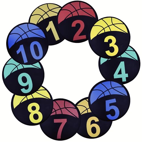 Basketball Training 9 Inch Poly Spots, 10PCS Anti-Slip Training Basketball Spot Markers Floor Spots, Waterproof Flat Filed Cones Poly Dots for Basketball Training