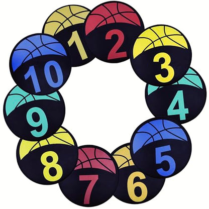 Basketball Training 9 Inch Poly Spots, 10PCS Anti-Slip Training Basketball Spot Markers Floor Spots, Waterproof Flat Filed Cones Poly Dots for Basketball Training