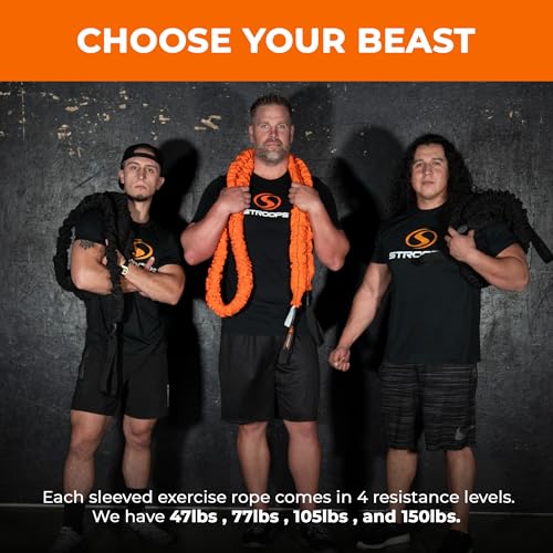 Son of The Beast Elastic Battle Ropes | Dual Safety Sleeved Resistance Bands Rope for Strength Training, Agility Work, and Full Body Workout