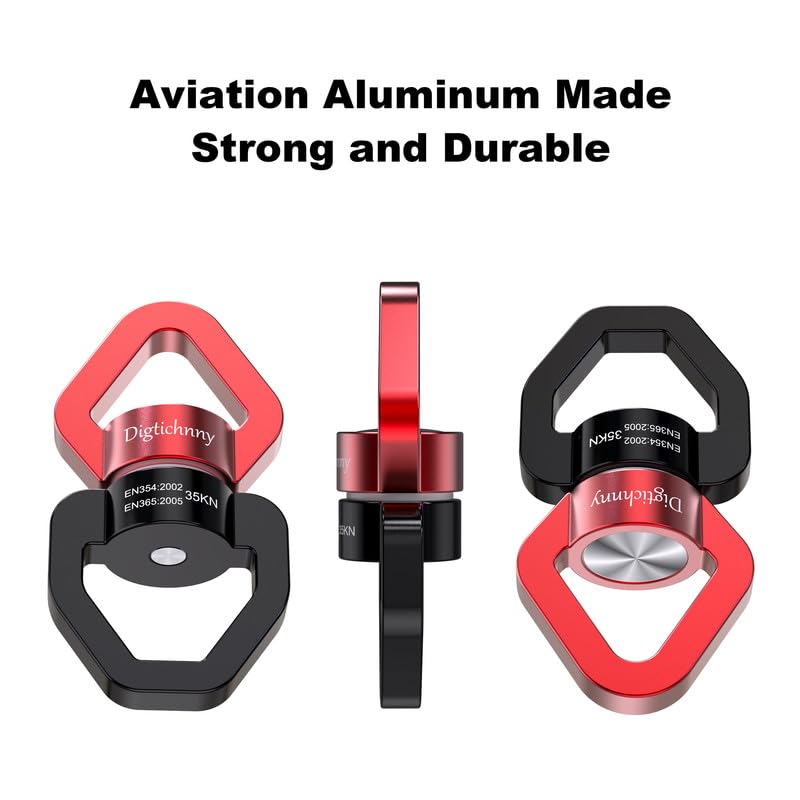 Swivel Hook for Swing, 35KN Swing Swivel, Aluminium Alloy Swing Spinner for Children's Swing,Aerial Yoga,Web Tree Swing,Hanging Hammock Indoor Outdoor(Black-Red with 2 Carabiners) - style: Black Red-1 Pack with 2 Carabiners