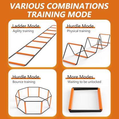 Footwork Ladder, Exercise Ladders for Agility Training, Detachable Training Equipment Set, with Carry Bag for Kids, Athletes, Soccer, Basketball(8 Grids) - size: 8 Grids