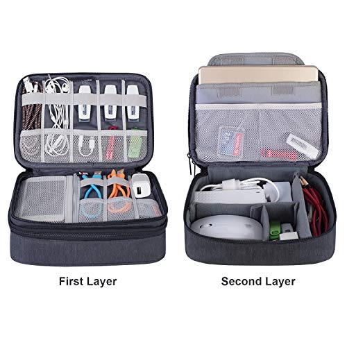 BUBM Electronic Organizer, Double Layer Travel Gadget Carry Bag for Cables, Plugs, Earphone, Flash Hard Drive and More--a Sleeve Pouch for iPad Mini(Medium, Black) - size: Medium- For 7.9" iPad Mini