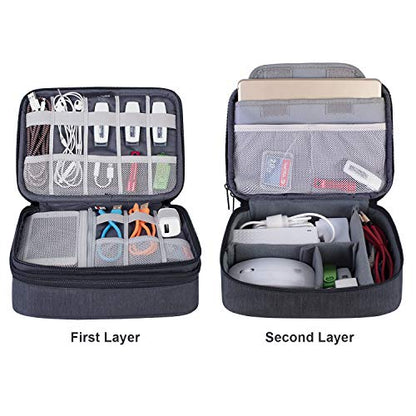BUBM Electronic Organizer, Double Layer Travel Gadget Carry Bag for Cables, Plugs, Earphone, Flash Hard Drive and More--a Sleeve Pouch for iPad Mini(Medium, Black) - size: Medium- For 7.9" iPad Mini
