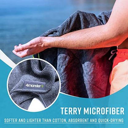 4Monster 4-Pack Quick Dry Microfiber Travel Towels – Super Absorbent, Ultra-Soft Camping Towel Set with Water-Resistant Bag, Lightweight & Compact for RV, Gym, Beach, Pool, Swimming, and Family Trips - color: 4-army Green