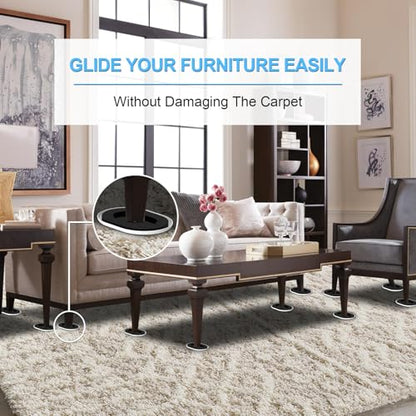 Upgrade Furniture Sliders, Furniture Sliders for Carpets, 4 PCS 5.8*4.3" Moving Pads With Anti-Slip Groove, Oval Furniture Moving Sliders for Easy Move Bed Tables Cabinet Heavy Duty, Protect Carpets - size: 5.8*4.3in Oval 4Pack
