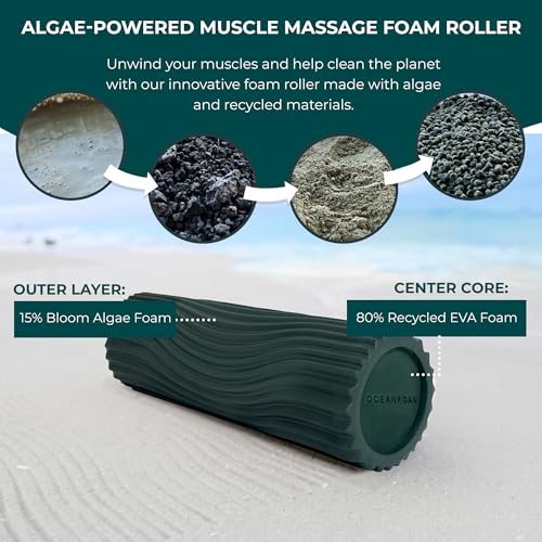 Tidal Roller - Hunter - Muscle Massage Foam Roller for Back Pain & Stretching - Firm and Ergonomic Wide Wave Textured - Yoga, Athletics, & Wellness - Full Size, 20" x 5" - color: Hunter