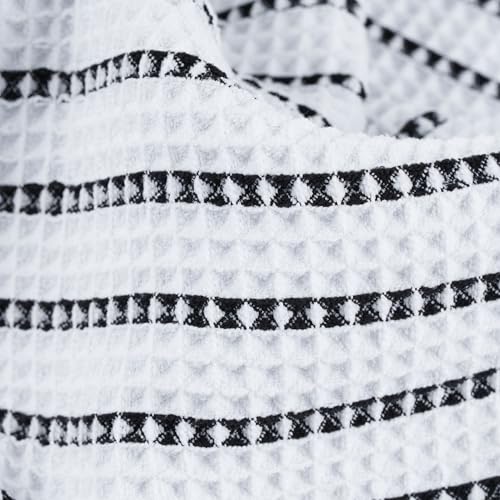 POLYTE 430 GSM Poly Blend Microfiber Quick Dry Waffle Hand Towel, 16x30 in - color: White/Black