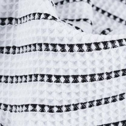 POLYTE 430 GSM Poly Blend Microfiber Quick Dry Waffle Hand Towel, 16x30 in - color: White/Black