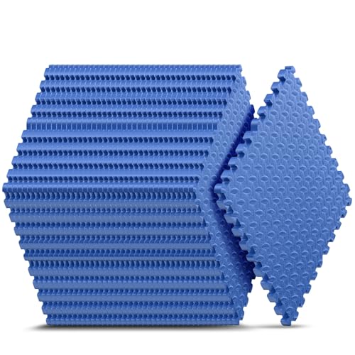 12 Pack 48 sqft Home Gym Mat, Puzzle Exercise Mat, EVA Interlocking Foam Floor Tiles for Home Workout Equipment and Kids' Play Areas - Blue, 24 in x 24 in x ½ in - 12 Tiles (Blue, 12 Pack 48 sq ft) - color: Blue, size: 12 Pack (48 SF)