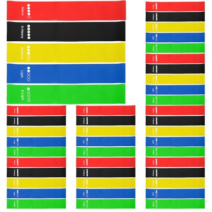40 Pcs Resistance Bands Bulk, Loop Exercise Bands Set for Gym Members Sports Class Students Gift, 5 Pieces Each Set with Storage Bag, Fitness Bands for Outdoor Home Gym Yoga Pilates