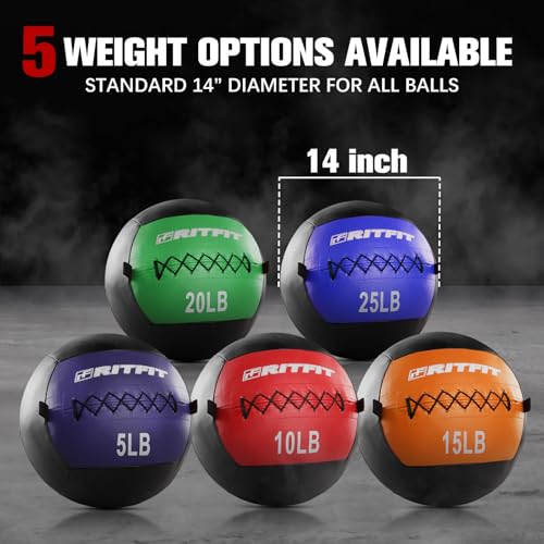 RitFit Soft Medicine Ball/Wall Ball for Strength and Conditioning Workouts, Core Training
