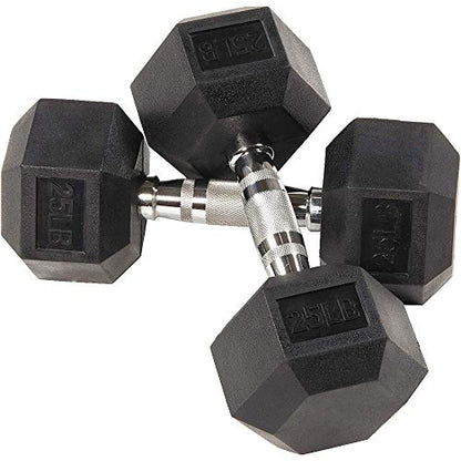 Fitvids Hex Dumbbells Rubber Coated Hand Weights for Exercises and Fitness Home Gym, 5-50 LB Pair - style: 25.4LBS Pair