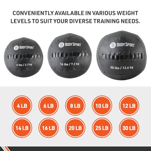 Body Sport Wall Ball, 10 lb. Heavy-Duty Fitness Tool with Durable Design - Strength Training, High-Impact Exercises, and Cross-Training - Ideal for Home Gym and Commercial Use