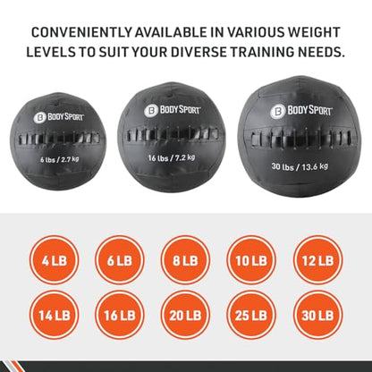 Body Sport Wall Ball, 10 lb. Heavy-Duty Fitness Tool with Durable Design - Strength Training, High-Impact Exercises, and Cross-Training - Ideal for Home Gym and Commercial Use