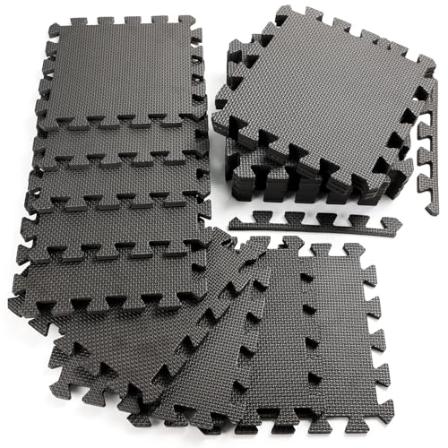 20 Sq Ft Gym Floor Mats (20 Tiles) – High-Density EVA Interlocking Foam Floor Tiles – Puzzle Exercise Mat for Home Gym, Workout Equipment, Weightlifting, Kids Play Area