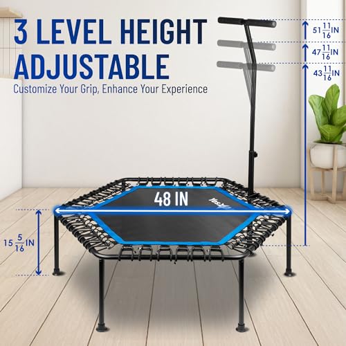 Yes4All Rebounder Trampoline for Adults, 48-Inch, 350 LBS Stable & Silent Exercise Trampoline for Rebounding, Jumping Cardio - color: Handle