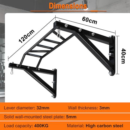 Wall Mounted Pull Up Bar and Dip Station, Heavy Duty Wall Mount Pull-up Chin Up Bar Multifunctional Home Gym Workout Indoor Exercise Equipment Support to 880 Lbs Standards - color: Standards