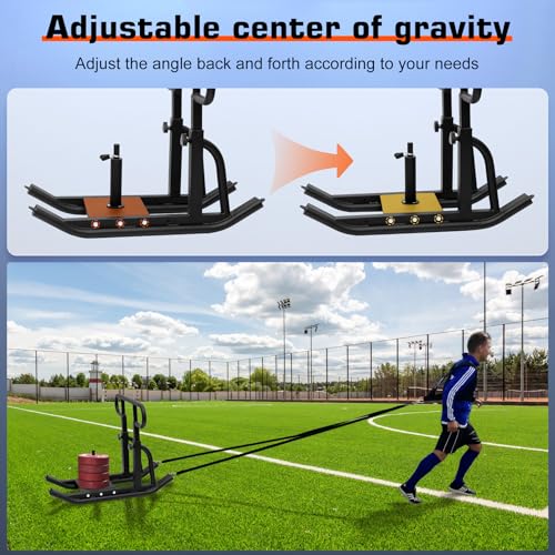 Weight Sled, Fitness Sled, Fitness Strength Training Sled,Adjustable Height Weight Training Sled,Heavy Duty Workout Sled for Building Muscle and Explosive Strength for 1" and 2" Weight Plates