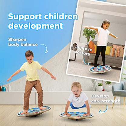 Wooden Balance Board Kids, Wobble Board For Balance, Balance Board Toddler Supporter, Balance Boards for Stability and Core Training