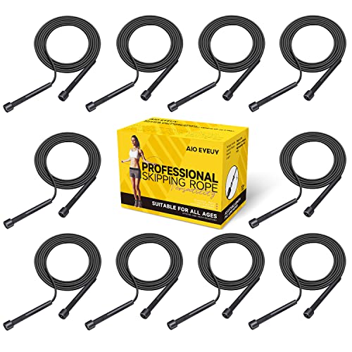 10 Pack Adjustable Jump Rope for Fitness and Exercise-PVC Skipping Rope for Men,Women and Kids-Tangle-Free for Keeping Fit, Training, Workout - color: 10Pack-Black*10