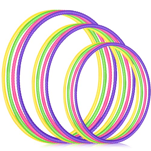 Syhood 12 Pcs Hoops for Kids Plastic, Green, Rose, Yellow, Purple - color: Green, Rose, Yellow, Purple